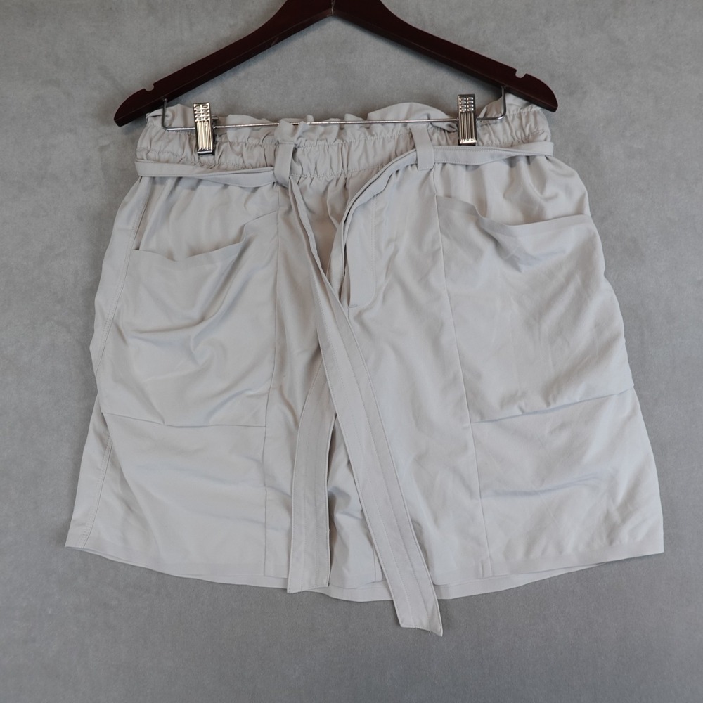 Athleta Skyline Skort Womens 12 Tall Beige Pockets Lined Belted